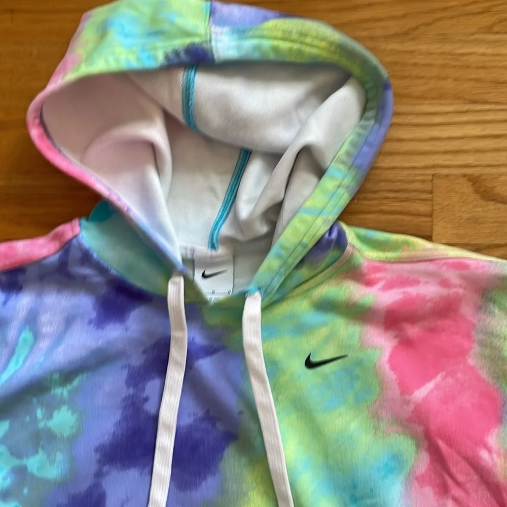 Nike Tie Dye French Terry Training Hoodie Colorful‎ Cropped Women sz M